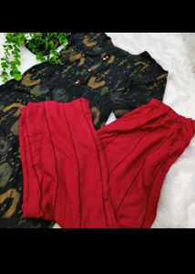 Black kurta with beautiful red palazz