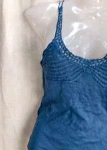 Teal Crocheted Strap Tank Top