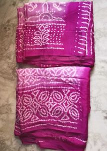 BRAND New Pink Bandhani Saree attached f