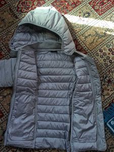 Lightweight Padded Grey Jacket with Hood