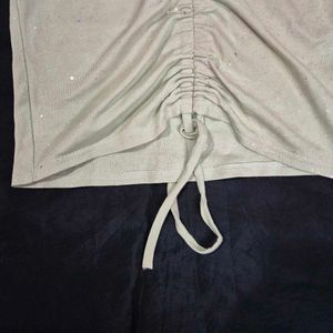 Sparkly Ruched V-Neck T-Shirt cute