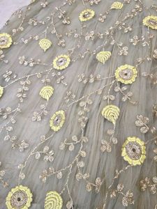Stunning Yellow &amp; Grey Embroidered Lehenga Choli