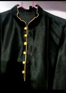 MEN'S Black Cotton Silk KURTA PAJAMA SET