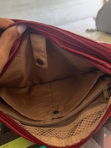 vintage Red Leather Shoulder Bag