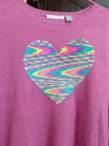Pink Heart Sequin Sweater