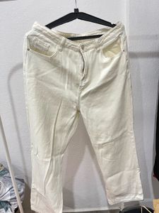 Cream Wide Leg Jeans