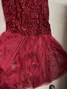 Elegant Maroon Sequin Ethnic Gown