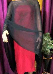 Elegant Black Sheer Dupatta pearls lace work