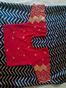 Blue Chevron Print saree