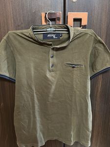 Men's Olive Green Henley T-Shirt