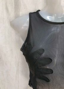Mesh Hand Detail Crop Top