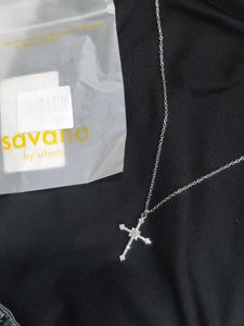 Elegant Silver Crystal Cross Pendant Necklace