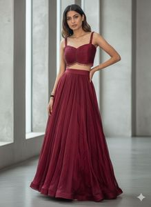 Elegant Maroon Lehenga Choli Set