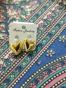 Gold Heart Drop Earrings