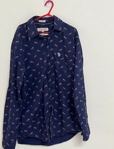 Men's Blue Printed Full Sleeve Shirt