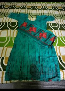 Teal Printed Kurta Set unused