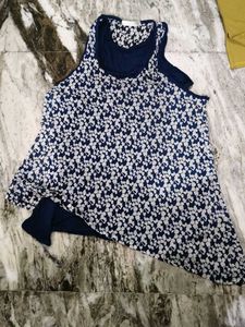 Blue Floral Sleeveless Top