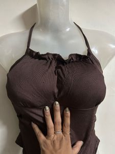 Brown Halter Neck Top