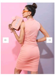 Womens Bodycon Ruched Dress-XS