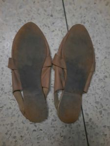 Tan Faux Croc Pointed Flats