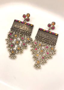 Exquisite Oxidised Silver Dangle Earrings