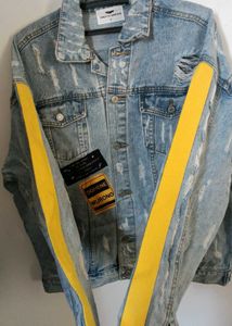 Distressed Denim Jacket with Art Patch