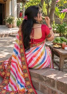Vibrant Striped Saree