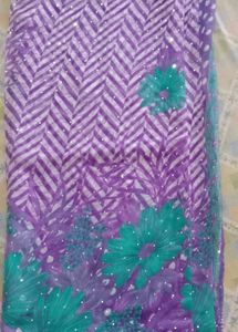 Purple &amp; Teal Floral Saree