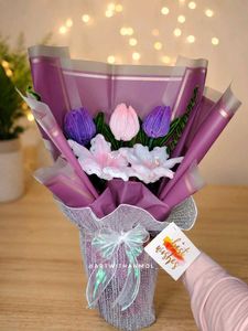 Handmade Lavender Themed PipeCleaner Flower Bouque