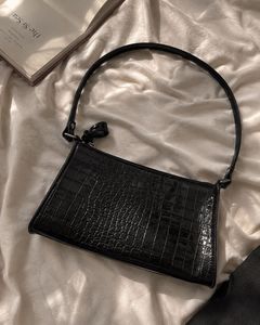 korean japanese Chic Black Croc Embossed