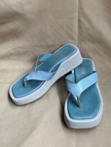 Cute Blue Platform Flip Flops