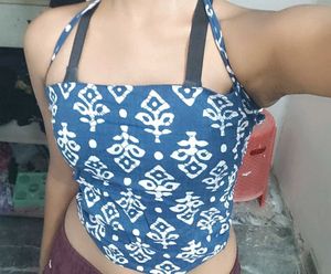Blue Boho Print Crop kurti