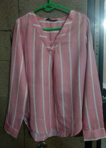 Pink Striped Long Sleeve Top