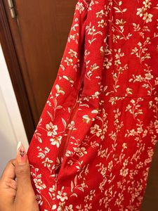 Red Floral Print Mini Dress