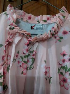 Floral Print Pink Dress with adjustable belt