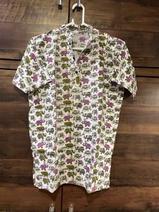 White Elephant Print Kurta from Banaras