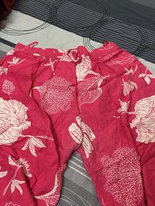 Vibrant Pink Kurta with Leaf Print