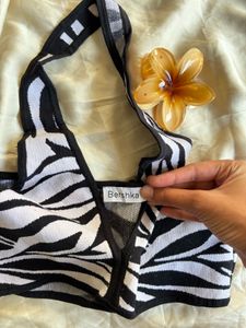 Zebra Print Halter Neck Top