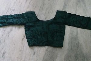Embroidered Green Velvet Blouse