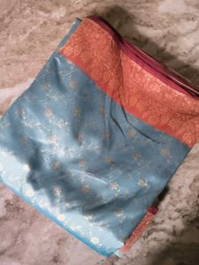 Elegant Blue Saree with Intricate Border