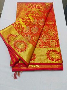 Elegant Red & Gold Silk Saree