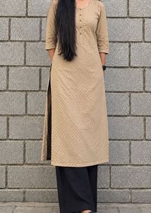 Elegant Printed Straight Kurtas – Green &amp; Beige