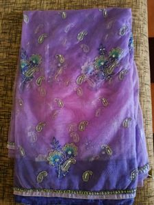 💜Purple Ombre Sequined Saree💜