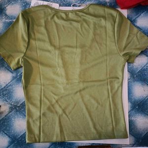 Shein Green Cutout Detail Crop Top