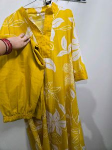 Yellow Floral Print Kurta