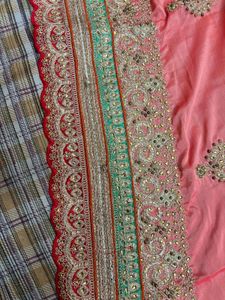 Orange Embroidered Silk Saree with Blouse