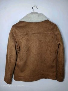 Brown  Suede Sherpa Lined Jacket