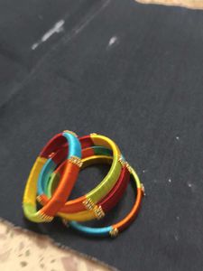 Colorful Silk Thread Bangles - Set of Three