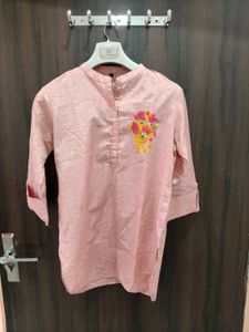 Elegant Pink Embroidered short Kurta