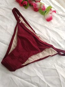 Burgundy Ribbed Bikini Bottoms